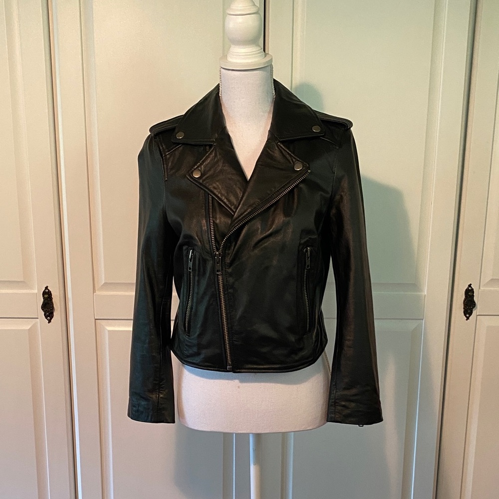 Muubaa Black Leather Biker Jacket